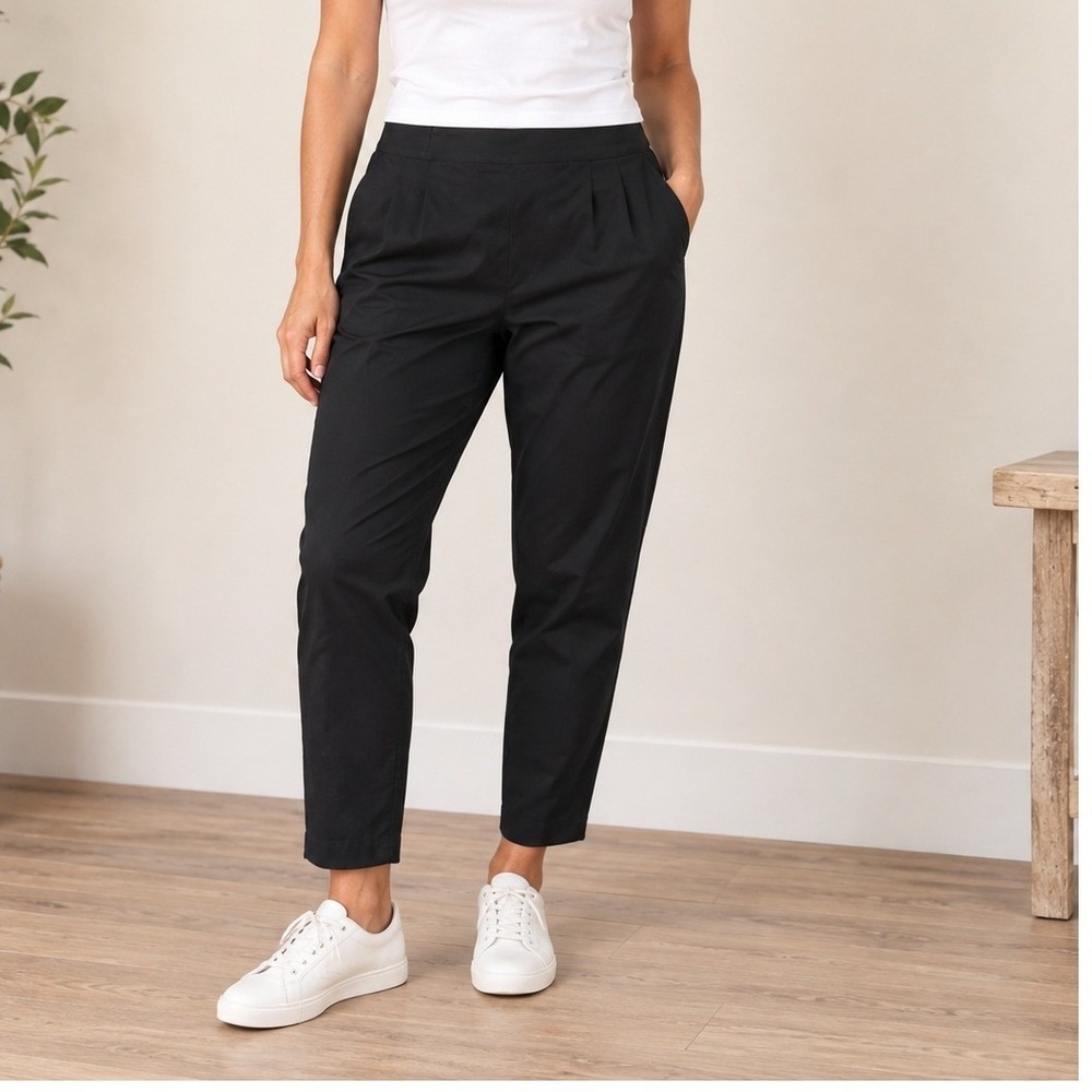 J. Jill Ankle Pants Womens 14 Black Excellent Tapered Cotton Stretch Trousers